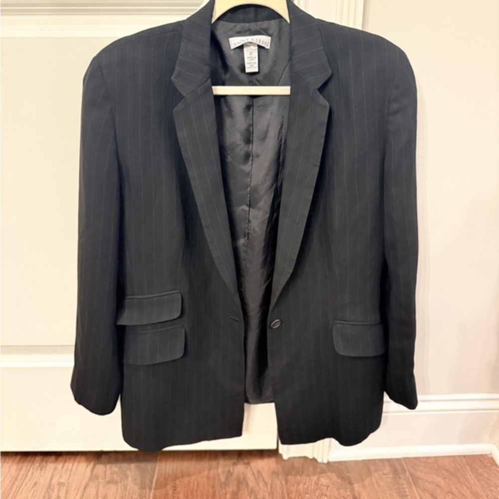 Anne Klein Navy Pinstripe Blazer Size 12